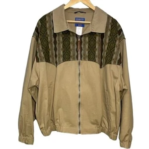 New Vintage Pendleton High Grade Western Wear Bomber Jacket XXL Cotton Wool Tan - Picture 1 of 6