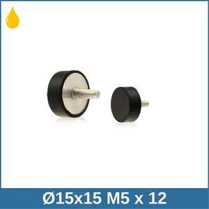 D Ø15x15 M5x12 NBR-Gummipuffer 55°Shore Öl-, Fett- und Benzinbeständig - Bild 1 von 2