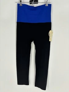 NWT Young USA Blue Black High Rise Athletic Cropped Leggings Women's Size Small - Picture 1 of 6