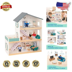 Deluxe Dollhouse for Kids with Realistic Furniture, 4 Family Dolls Included - Picture 1 of 10