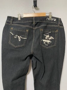 VTG Jeans Womens size 18 Beverly Hills Polo Club embroidery curvy ankle 90s Y2K - Picture 1 of 16