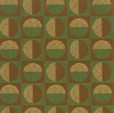 Círculos geométricos cuadrados cedro marrón verde #criptón #tela de tapicería 0572773 Foto 1 de 2