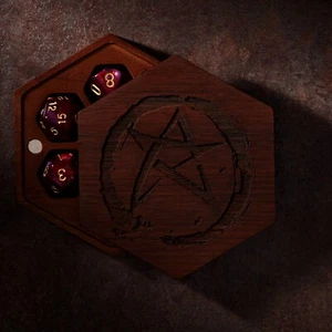 Abendstern | Würfelbox DnD | SCHWARZ WALNUSSHOLZ | Würfeltresor | DnD Würfel Set - Bild 1 von 5