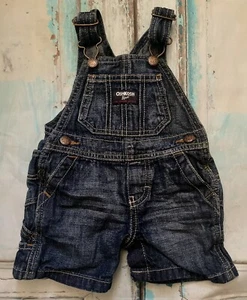 Oshkosh Vestbak Mono Pantalones Cortos Talla 6 M Unisex Bebé Denim Jean - Imagen 1 de 3