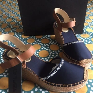 Sandalias alpargatas de cuña Replay Susan Sand para mujer azules UK 7 EU 41 nuevas en caja - Imagen 1 de 12
