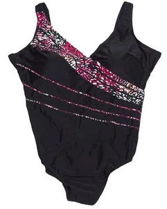 NEU Übergröße Damen Badeanzug formendes Vorderfutter schwarz bunt Gr. 56 Cup C - Bild 1 von 4