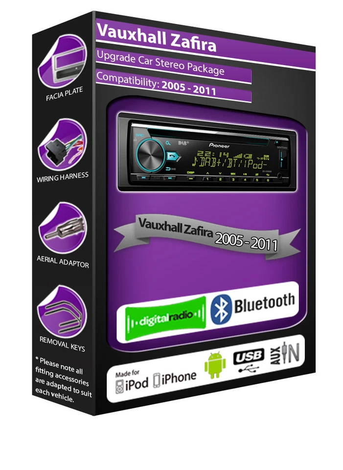 Vauxhall Zafira DAB Radio, Pioneer Stereo CD USB AUX Player, Bluetooth Vivavoce - Immagine 1 di 4