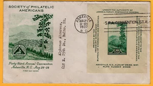 #797 10 Cent SPA Souvenir Sheet August 26 1937 Asheville NC, PL#25 Grimsland - Picture 1 of 1