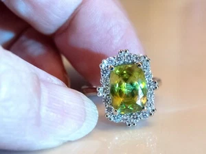 14K WG Awesome 3.61 Ct Sphene And G VS1 .64 Ct Diamond Ring VIDEO - Picture 1 of 7