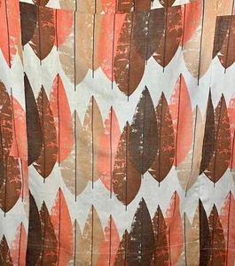 1960 Linen Upholstery Fabric Pieced Together 2yds Mid Century Modern Leaves - Picture 1 of 9