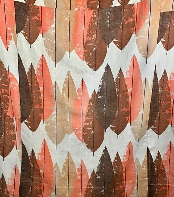 1960 Linen Upholstery Fabric Pieced Together 2yds Mid Century Modern Leaves - Image 1 of 4