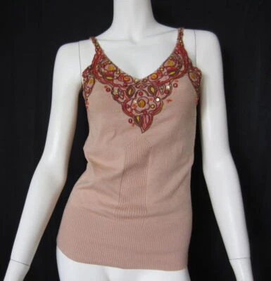 Camiseta sin mangas ROZAE NICHOLS bellamente con cuentas S NWoT Foto 1 de 4