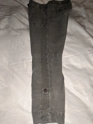 Pantalones Sundance Mezcla de Lino Convertibles Talla 14 Detalles Bordados Bolsillos Gris Foto 1 de 4