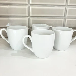 Crate & Barrel Aspen White Mug Set of 4 – 15 oz Porcelain Coffee Cups Modern - Picture 1 of 13