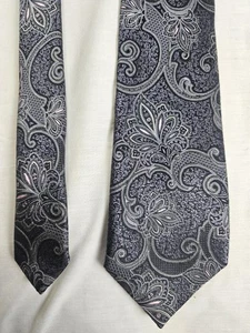 Ermenegildo Zegna Krawatte Herren Einheitsgröße grau rosa Paisley Blumenmuster 100 % Seide Italien - Bild 1 von 4