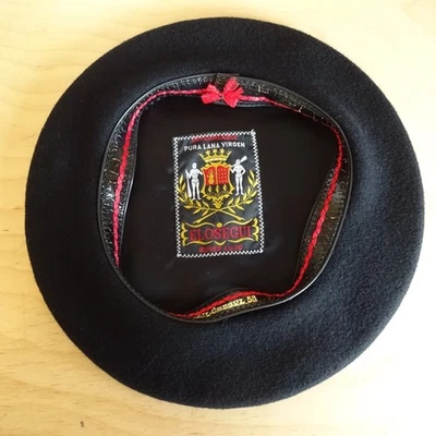 Vtg Elosegui Super Lujo Black Pure Virgin Wool Beret Cap Hat Size L US -58 Spain - Image 1 of 4