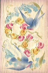 Postal artística en relieve de To My Valentine Bluebirds trae flores - Imagen 1 de 2