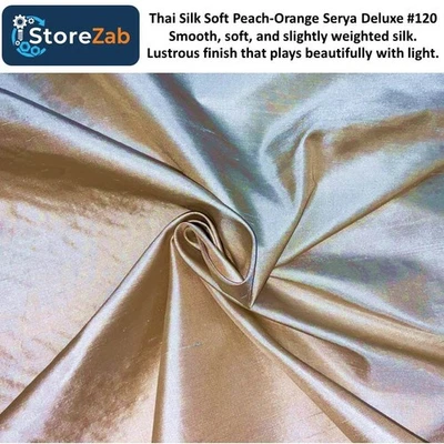 Thai Silk Soft Peach-Orange Smooth  soft  and slightly.  Serya Deluxe #120 - Image 1 of 4