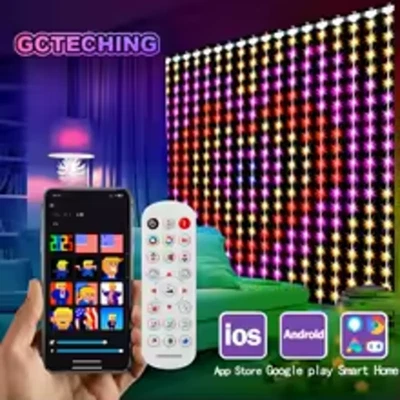 400 LED Smart Curtain Lights with App Control Music Sync Outdoor Fairy Lights - Image 1 of 4