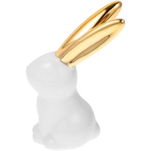 Ceramic Rabbit Ornament Animal Statue Baby Bunny Figurines Sculpture - Imagen 1 de 12