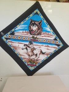 Vintage Harley Davidson 1980s MC Bandana Wolf Horse Southwestern Licensed - Picture 1 of 7
