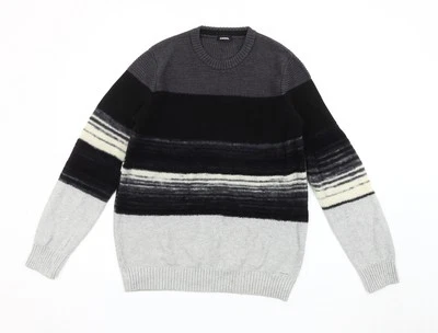 Diesel Men's Grey Striped Pullover Jumper L - Image 1 of 4