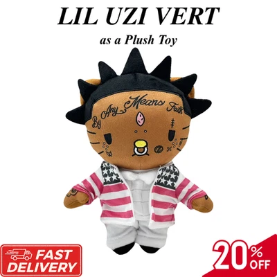 Hello Kitty As LIL UZI VERT 毛绒娃娃 软填充人偶 动漫 毛绒玩具 26 厘米 — 第 1/4 张图片