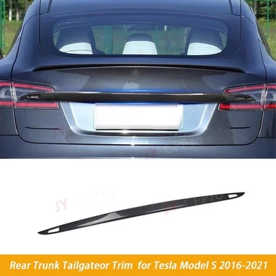 Real Carbon Fiber Rear Trunk Tailgate Handle Spoiler for Tesla Model S 2016-2021 - Imagem 1 de 4