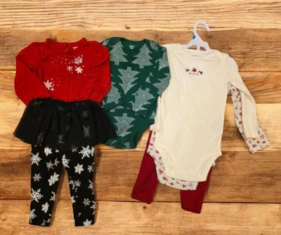 Bebé Niña 24 Meses Navidad Vacaciones Trajes Body Copos de Nieve A Juego Tutú Foto 1 de 4