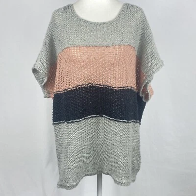 Suéter Wildfox Mujer Estate Rayas Manga Corta Talla S Gris Rosa Azul Marino Foto 1 de 4