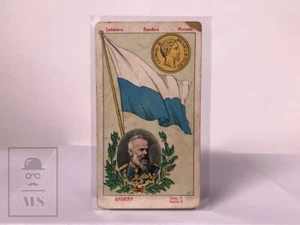 Antique Imperial Chocolate Card – Bavaria Germany | Coin, Flag & Prince Leopold - Foto 1 di 2