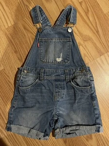 Levis Mädchen Denim Shortalls Jeansshorts Overall Distressed Größe 6 Reg - Bild 1 von 7
