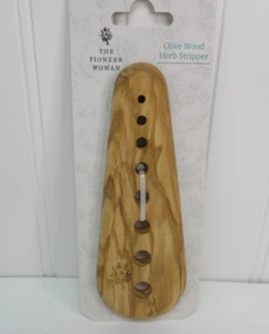 Pelador de hierbas de madera de olivo natural Pioneer Woman 8 agujeros accesorio de cocina 6" - Imagen 1 de 6