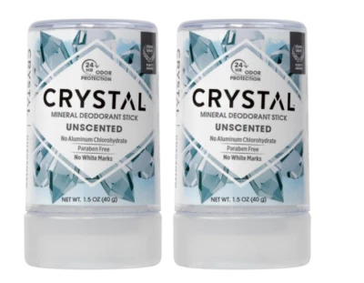 CRYSTAL Unscented Mineral Deodorant Stick Pack of 2 24 Hour Natural Protection - Image 1 of 4