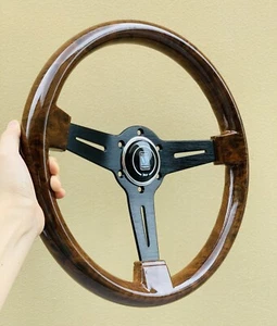 Nardi Classic 360mm Mahogany Wood Steering Wheel with Black Finish - Picture 1 of 6