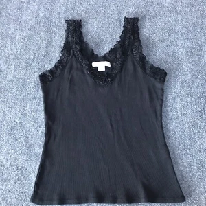 August Silk Tank Top Medium Cami Lace Beaded Ribbed Minimalist Fairy Grunge Y2K - Picture 1 of 10