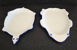 2 Teller Keramikschüsseln mit blauen Details - Bild 1 von 5