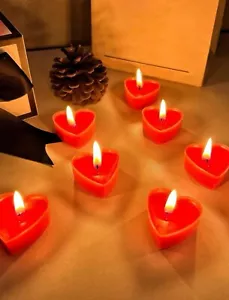 Heart Shaped Scented Tea Lights Candles RED Aromatic Valentine Day Gift 9PCS - Picture 1 of 5