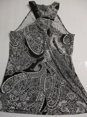 女式国际概念黑色佩斯利衬衫上衣,尺寸 s — 第 1/4 张图片