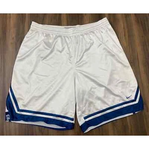 Vintage Nike Shiny Dazzle Basketball Shorts White Blue Baggy Jorts Silky Y2K 2XL - Picture 1 of 6