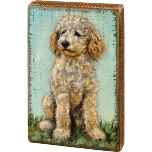 Goldendoodle Artsy Portrait Dog Burlap Canvas Box Sign Decor - Picture 1 of 2