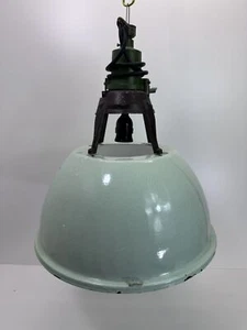 Alte Fabriklampe Emaille Lampe Mint Industrielampe Industrial Vintage Loft #8990 - Bild 1 von 12