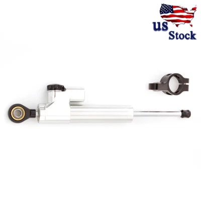 Amortiguador de dirección CNC plateado estabilizador de motocicleta control de seguridad invertido lineal Foto 1 de 4