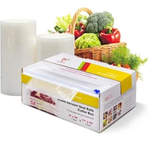 Rotoli sigillanti sottovuoto misti con scatola taglierina - sacchetti sigillanti premium per conservazione alimenti - nuovi - Foto 1 di 5