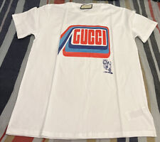 Camiseta de impresión de Gucci blanco para hombre de gran tamaño