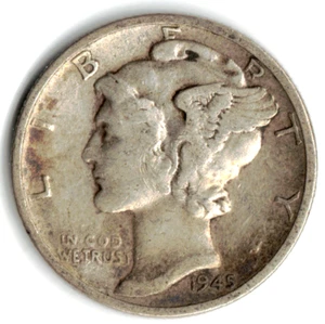 Moneda de diez centavos de mercurio S 1945 en muy buen estado ~ VEA EL ESCANEO. stk z 5001 - Imagen 1 de 5