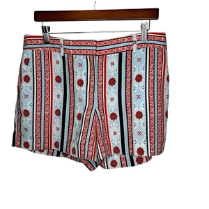 Ann Taylor Loft Womens Shorts Size 8 Blue Red Floral Polyester - Picture 1 of 4