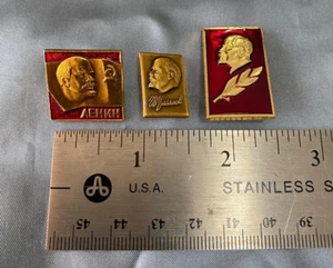 LOT of 3 Soviet Union Vladimir Lenin Banner Communist Party USSR Pin Badges - Picture 1 of 10