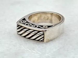 Chunky BRIGHTON Sterling Silver Raised Fluted Scroll Band Ring Size 9 - Picture 1 of 4