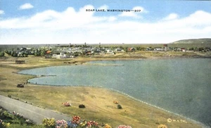 Postal de lino Soap Lake North Central Washington - Imagen 1 de 2